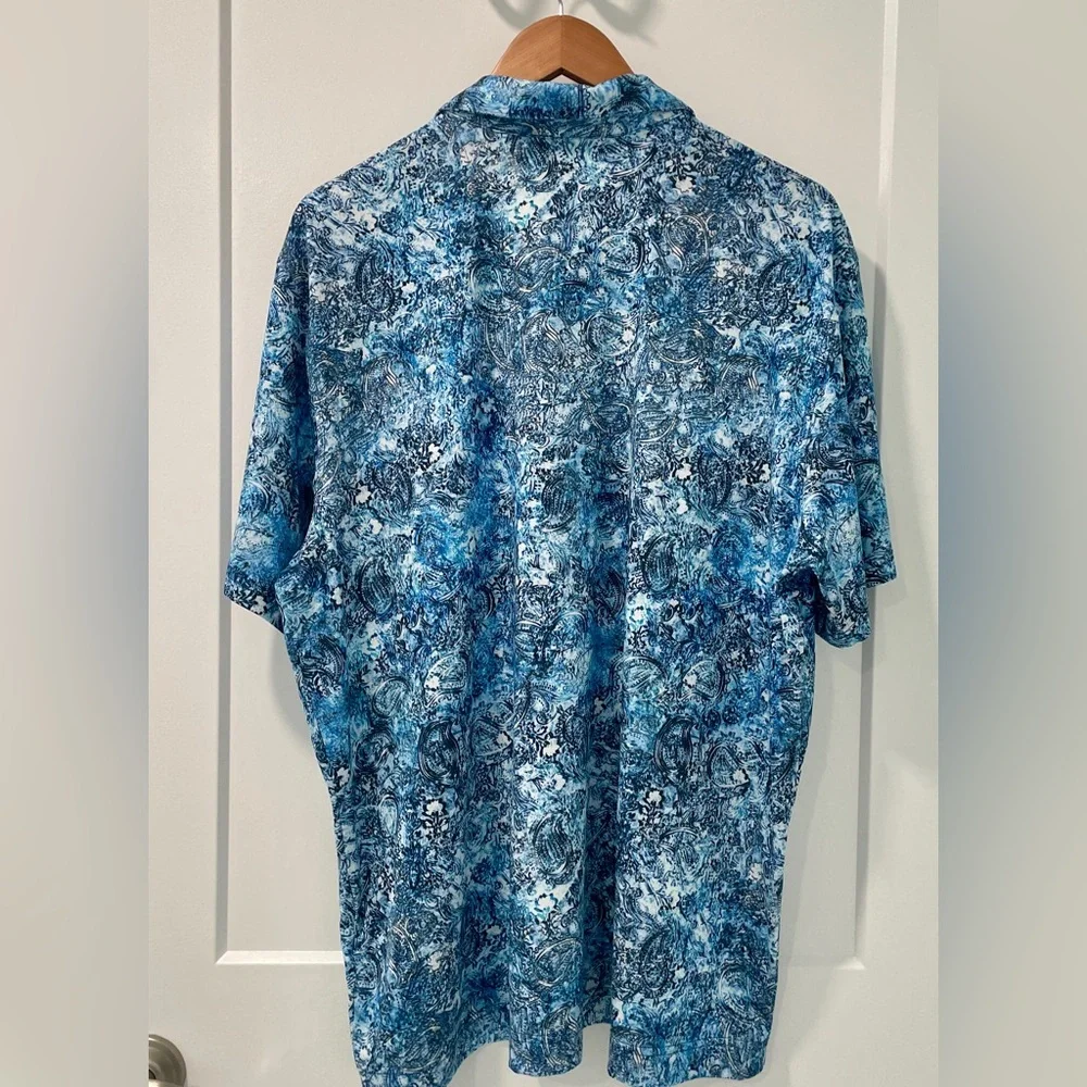 ROBERT GRAHAM Golf Clubhouse Blue Paisley UV Wicking Short Sleeve Polo NWT (XXL - Picture 3 of 13